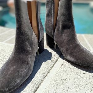 Franco Sarlo Velvet Block Heel Ankle Boots